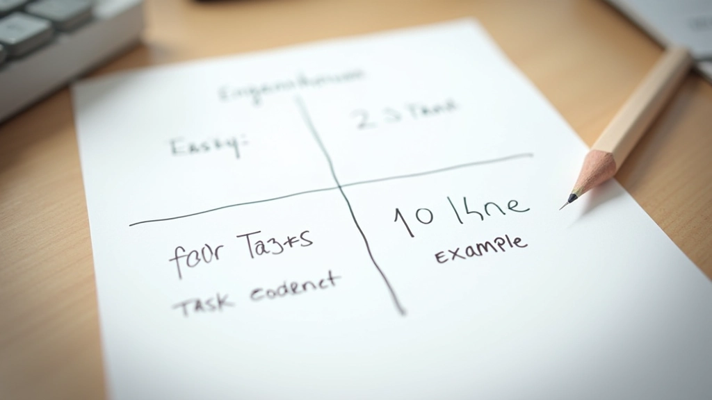Task prioritization matrix with urgent-important quadrants and task examples