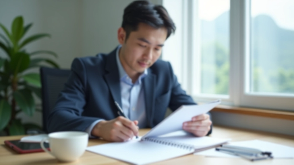Person at desk reviewing weekly planner with different colored pens, organizing time blocks